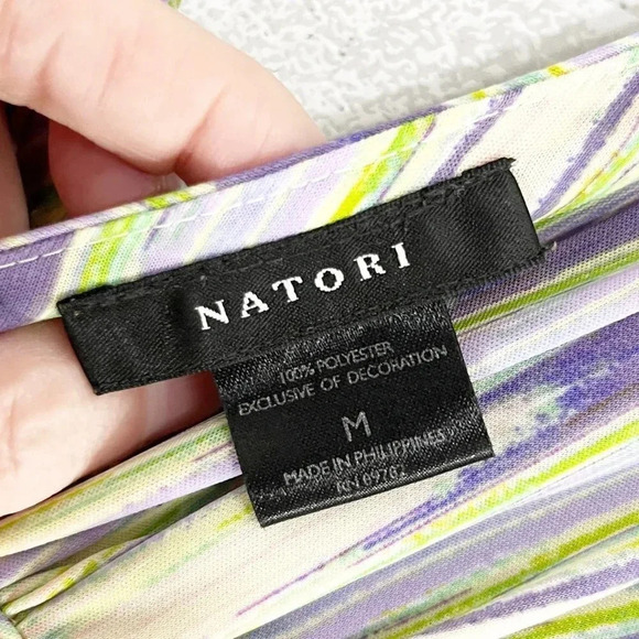 Natori Purple & Green Patterned Sleeveless Maxi Dress Women's Size Medium - Picture 8 of 9